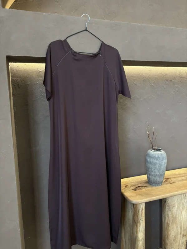 Mocha breastfeeding inner dress with concealed zips for convenient, discreet feeding.