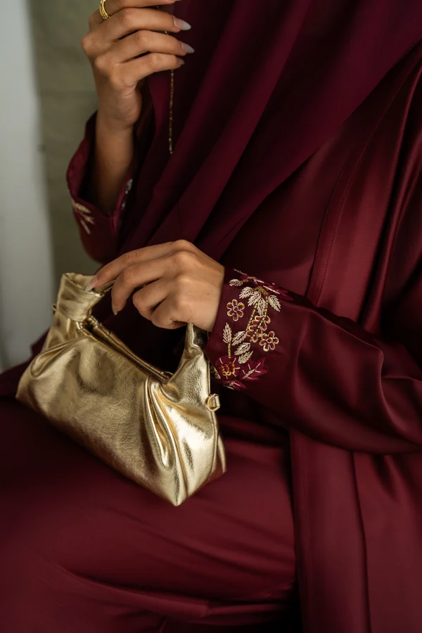 Maroon abaya dress with embellishment