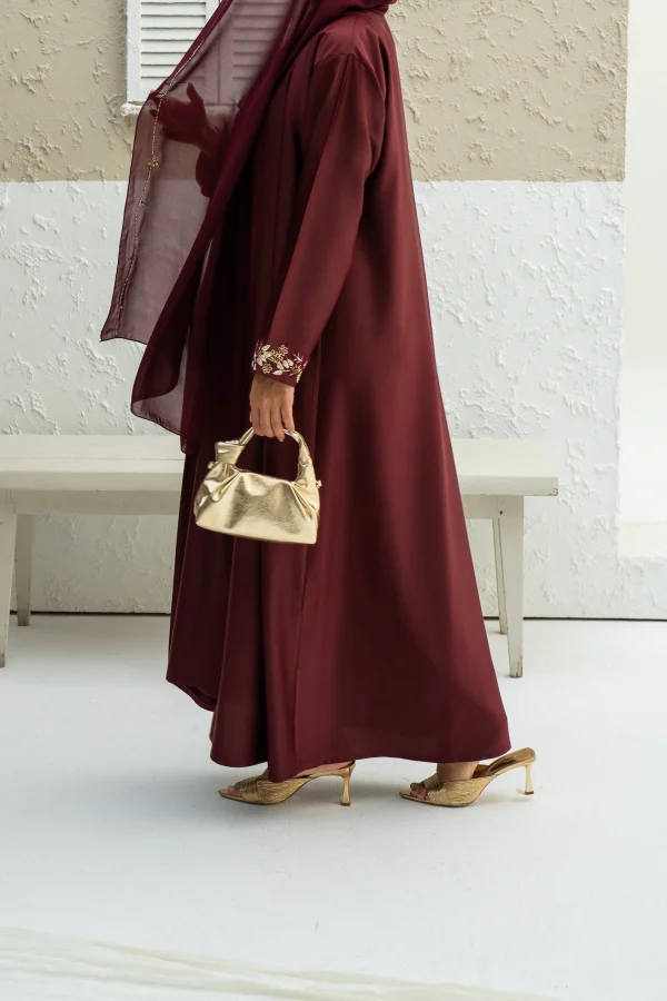 Maroon abaya dress with matching hijab